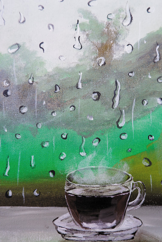 Rainy Day Coffee - Acrylic Painting