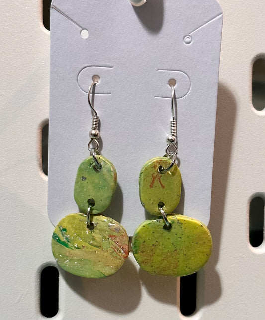 Green Marbled Dangles - Oval Style