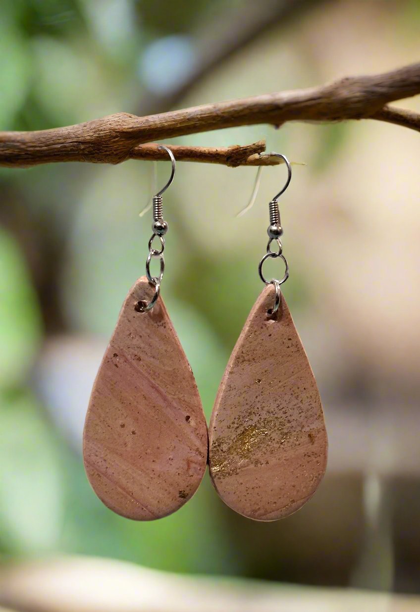 Pink Marbled Dangles - Teardrop
