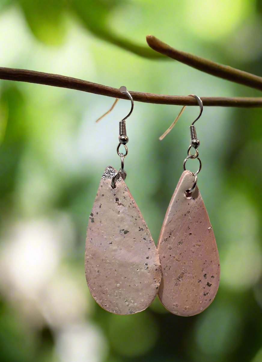 Pink Marbled Dangles - Teardrop