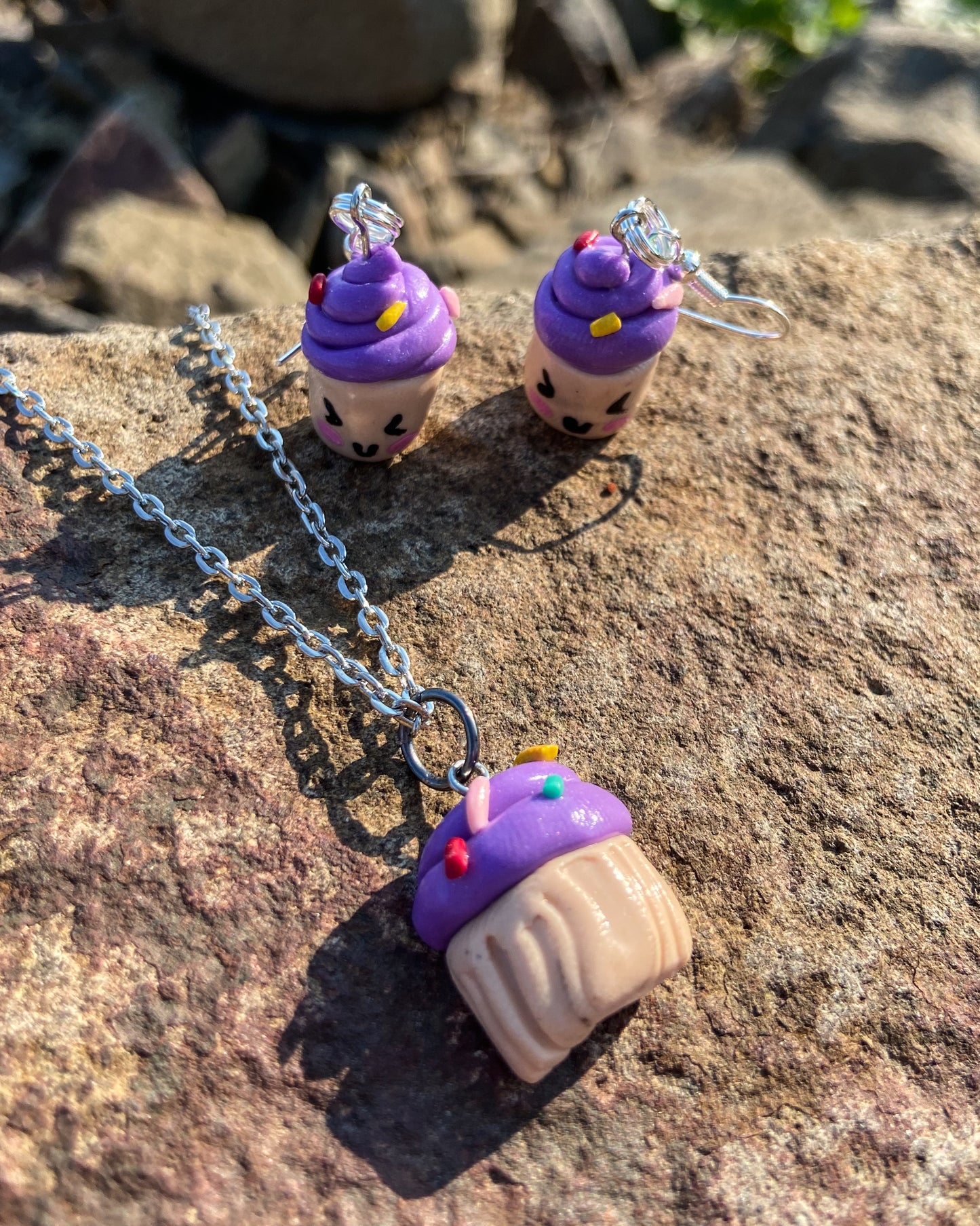 Cupcake Earring and Necklace Set