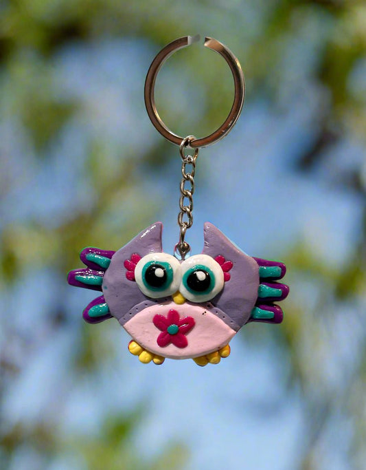 Purple Owl Keychain