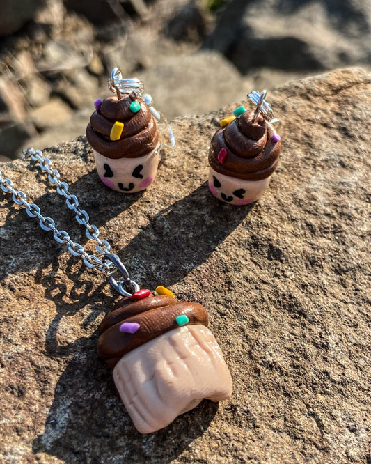 Cupcake Earring and Necklace Set